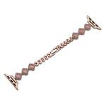 For Apple Watch SE 2023 44mm Diamond Four-leaf Clover Metal Chain Watch Band(Rose Gold)