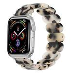 For Apple Watch SE 44mm Stretch Rope Resin Watch Band(Dark Brown White)
