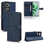 For OPPO Reno11 5G Global Honeycomb Dot Texture Leather Phone Case(Blue)