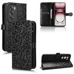 For OPPO Reno12 5G Global Honeycomb Dot Texture Leather Phone Case(Black)