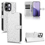 For OPPO Reno14 Global Honeycomb Dot Texture Leather Phone Case(Silver)