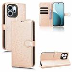 For OPPO Reno14 F 5G Honeycomb Dot Texture Leather Phone Case(Gold)
