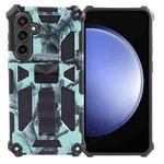 For Samsung Galaxy S23 FE 5G Camouflage Armor Kickstand TPU + PC Magnetic Phone Case(Mint Green)