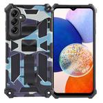 For Samsung Galaxy A15 Camouflage Armor Kickstand TPU + PC Magnetic Phone Case(Light Blue)