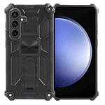 For Samsung Galaxy S24 5G Armor Shockproof TPU + PC Magnetic Phone Case with Holder(Black)