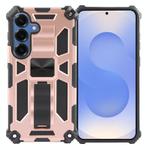 For Samsung Galaxy S25 5G Armor Shockproof TPU + PC Magnetic Phone Case with Holder(Rose Gold)