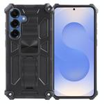 For Samsung Galaxy S25+ 5G Armor Shockproof TPU + PC Magnetic Phone Case with Holder(Black)