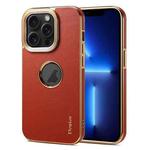 For iPhone 13 Pro Denior Fragrant Calf Texture Electroplating Phone Case(Maroon Red)