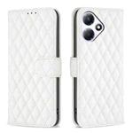 For Infinix Hot 30 Play NFC Diamond Lattice Wallet Flip Leather Phone Case(White)
