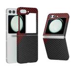 For Samsung Galaxy Z Flip5 All-inclusive Decal Carbon Fiber Texture Protective Phone Case(Gray Red)