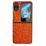 For OPPO Find N2 Flip Impression Flower Pattern Protective Phone Case(Orange)
