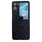 For OPPO Find N2 Flip Impression Flower Pattern Protective Phone Case(Black)