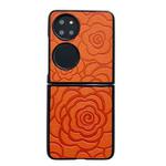 For Huawei P50 Impression Flower Pattern Protective Phone Case(Orange)