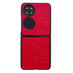 For Huawei P50 Pocket Impression Flower Pattern Protective Phone Case(Red)