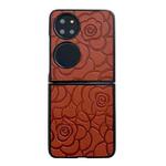 For Huawei P50 Impression Flower Pattern Protective Phone Case(Brown)