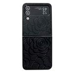 For Samsung Galaxy Z Flip3 Impression Flower Pattern Protective Phone Case(Black)