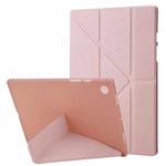 For Samsung Galaxy Tab A9 TPU Deformation Multi-Fold Leather Tablet Case(Rose Gold)