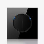 86mm Round LED Tempered Glass Switch Panel, Black Round Glass, Style:Two Billing Control