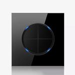 86mm Round LED Tempered Glass Switch Panel, Black Round Glass, Style:Four Billing Control
