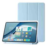 For Huawei Matepad 11 Pro 2022 Clear Acrylic 3-Fold Leather Tablet Case(Ice Blue)