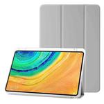 For Huawei Matepad 10.8 Clear Acrylic 3-Fold Leather Tablet Case(Grey)