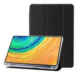 For Huawei Matepad 10.4 Clear Acrylic 3-Fold Leather Tablet Case(Black)