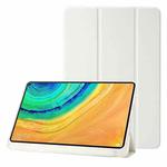For Huawei Matepad 10.4 Clear Acrylic 3-Fold Leather Tablet Case(White)