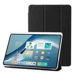 For Huawei Matepad 11 Pro 2024 Clear Acrylic 3-Fold Leather Tablet Case(Black)