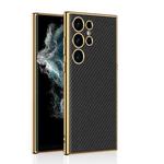 For Samsung Galaxy S24 Ultra 5G GKK Plating TPU + Leather Full Coverage Phone Case(Carbon Fiber)