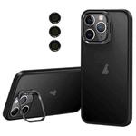 For iPhone 11 Pro Lens Holder Frosted Phone Case(Black)