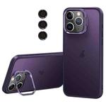 For iPhone 11 Pro Lens Holder Frosted Phone Case(Purple)