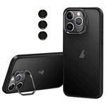 For iPhone 11 Pro Max Lens Holder Frosted Phone Case(Black)