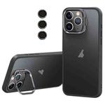 For iPhone 11 Pro Max Lens Holder Frosted Phone Case(Grey)