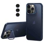 For iPhone 12 Pro Lens Holder Frosted Phone Case(Blue)