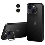 For iPhone 13 Lens Holder Frosted Phone Case(Black)