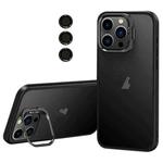 For iPhone 13 Pro Lens Holder Frosted Phone Case(Black)