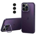 For iPhone 13 Pro Lens Holder Frosted Phone Case(Purple)