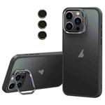 For iPhone 13 Pro Max Lens Holder Frosted Phone Case(Grey)