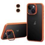 For iPhone 14 Lens Holder Frosted Phone Case(Orange)