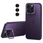 For iPhone 14 Pro Lens Holder Frosted Phone Case(Purple)