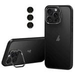 For iPhone 14 Pro Max Lens Holder Frosted Phone Case(Black)