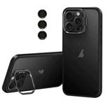 For iPhone 15 Pro Lens Holder Frosted Phone Case(Black)