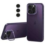 For iPhone 15 Pro Lens Holder Frosted Phone Case(Purple)