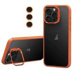 For iPhone 15 Pro Max Lens Holder Frosted Phone Case(Orange)