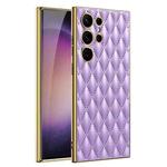 For Samsung Galaxy S24 Ultra 5G GKK Rhombus Pattern Electroplating Plain PU Phone Case(Purple)