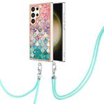 For Samsung Galaxy S24 Ultra 5G Electroplating Pattern IMD TPU Shockproof Case with Neck Lanyard(Colorful Scales)