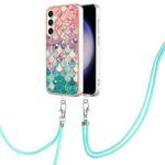 For Samsung Galaxy S24 FE 5G Electroplating Pattern IMD TPU Shockproof Case with Neck Lanyard(Colorful Scales)