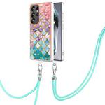 For Samsung Galaxy S25 Ultra 5G Electroplating Pattern IMD TPU Shockproof Case with Neck Lanyard(Colorful Scales)