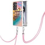 For Samsung Galaxy S25 Ultra 5G Electroplating Pattern IMD TPU Shockproof Case with Neck Lanyard(Dream Chasing Butterfly)