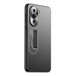 For Huawei nova 10 Pro Frosted Metal Hybrid TPU Holder Phone Case(Black)